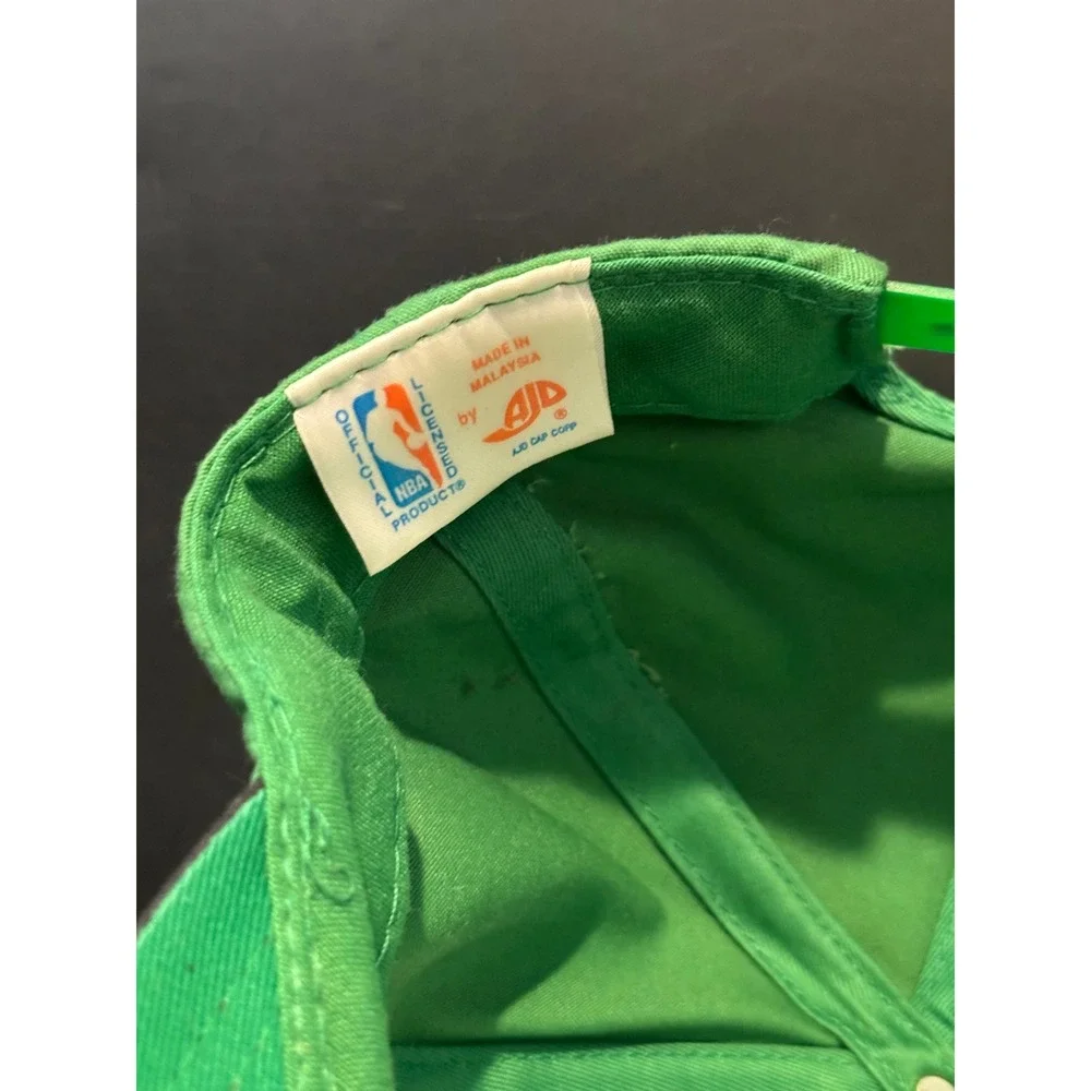 Vintage Boston Celtics AJD Snapback Hat Green Black NBA Lucky‎ Leprechaun Cap